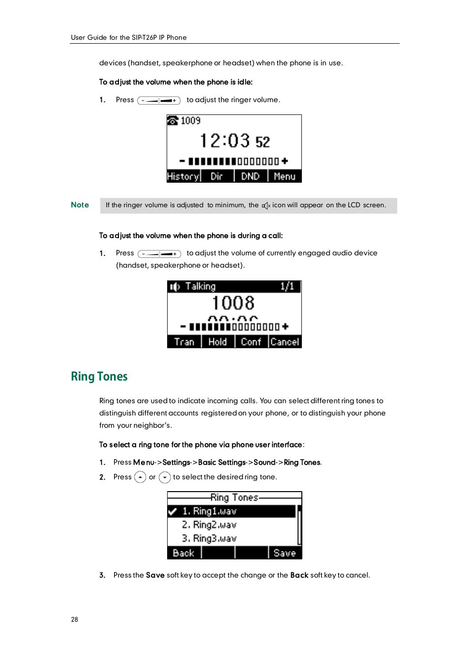 Ring tones | Yealink SIP-T26P User Manual | Page 40 / 150