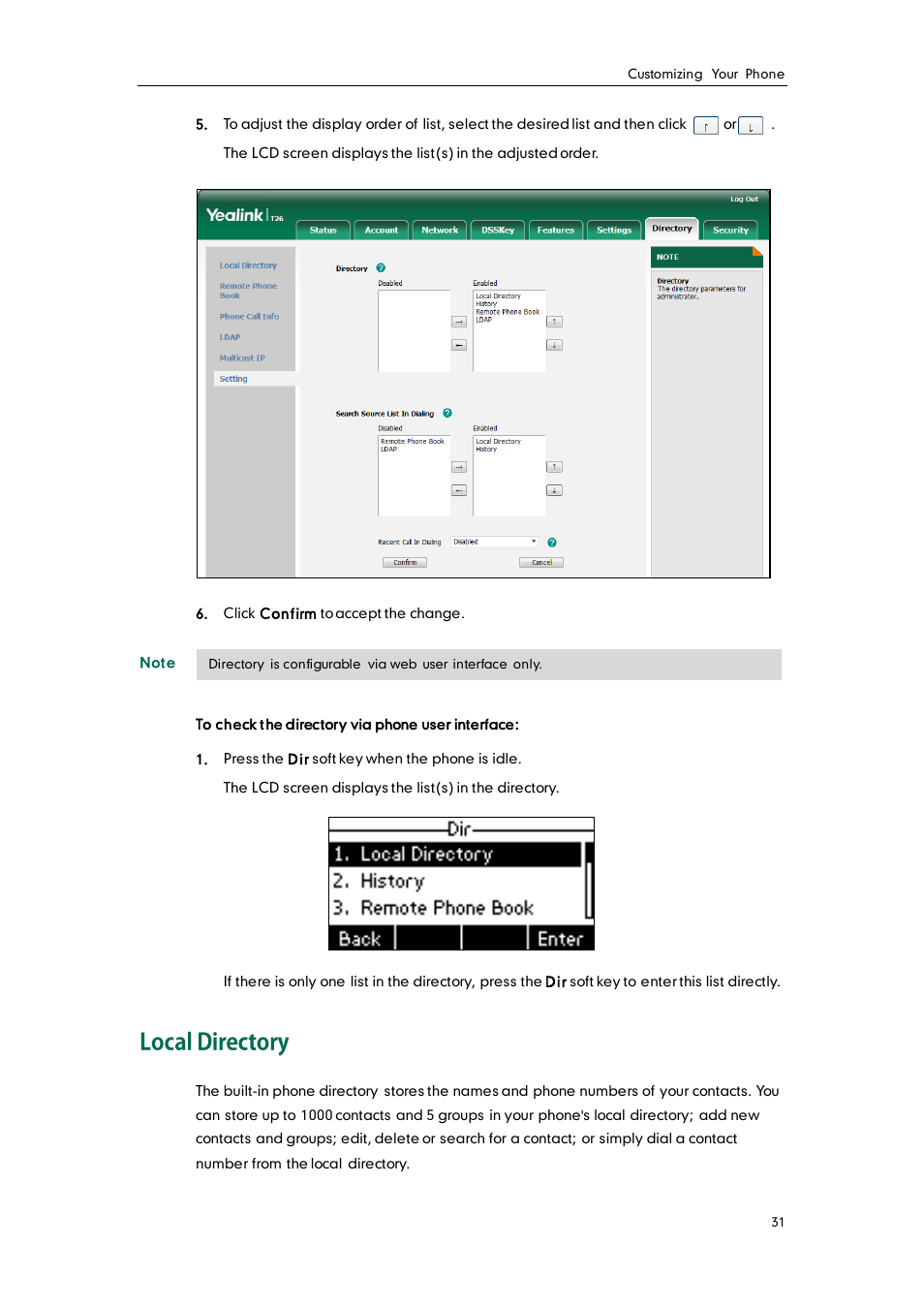 Local directory | Yealink SIP-T26P User Manual | Page 43 / 150