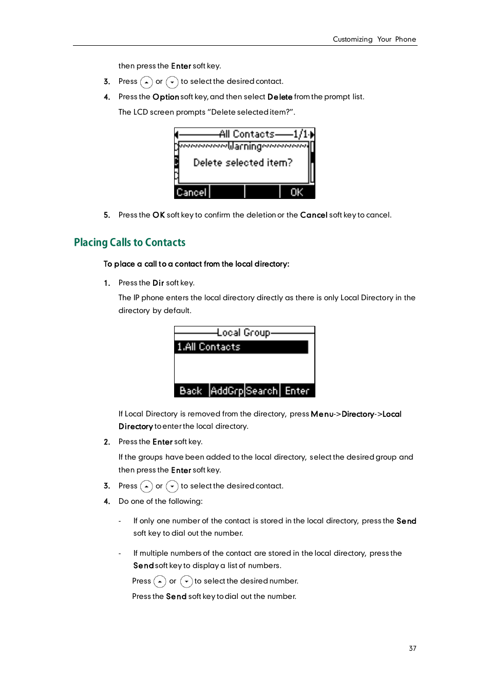 Placing calls to contacts | Yealink SIP-T26P User Manual | Page 49 / 150