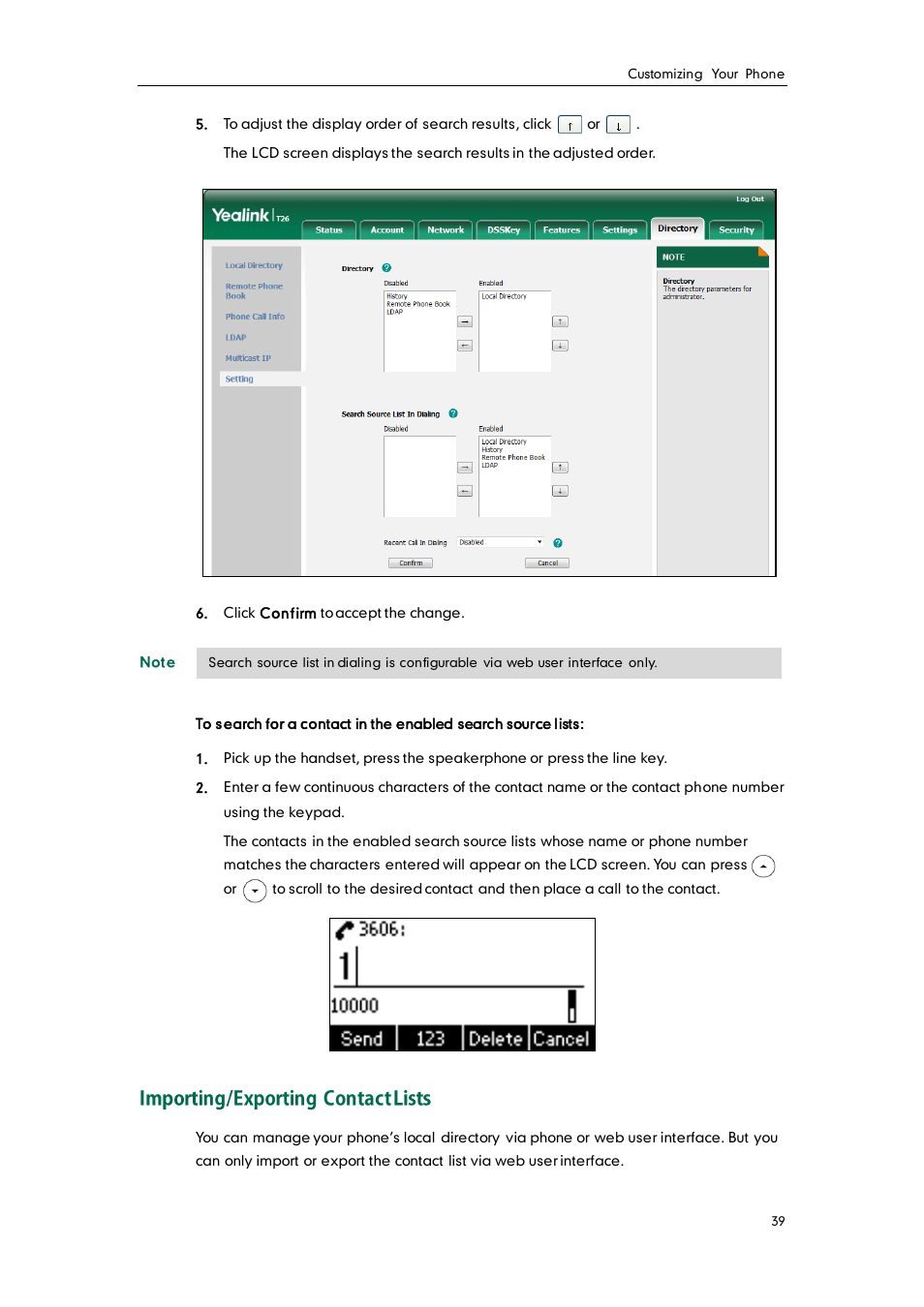 Importing/exporting contact lists | Yealink SIP-T26P User Manual | Page 51 / 150