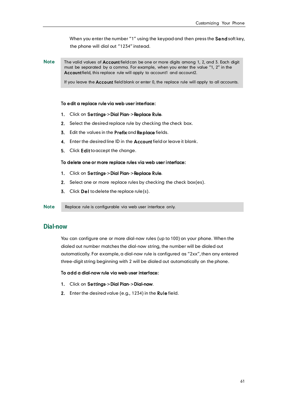 Dial-now | Yealink SIP-T26P User Manual | Page 73 / 150