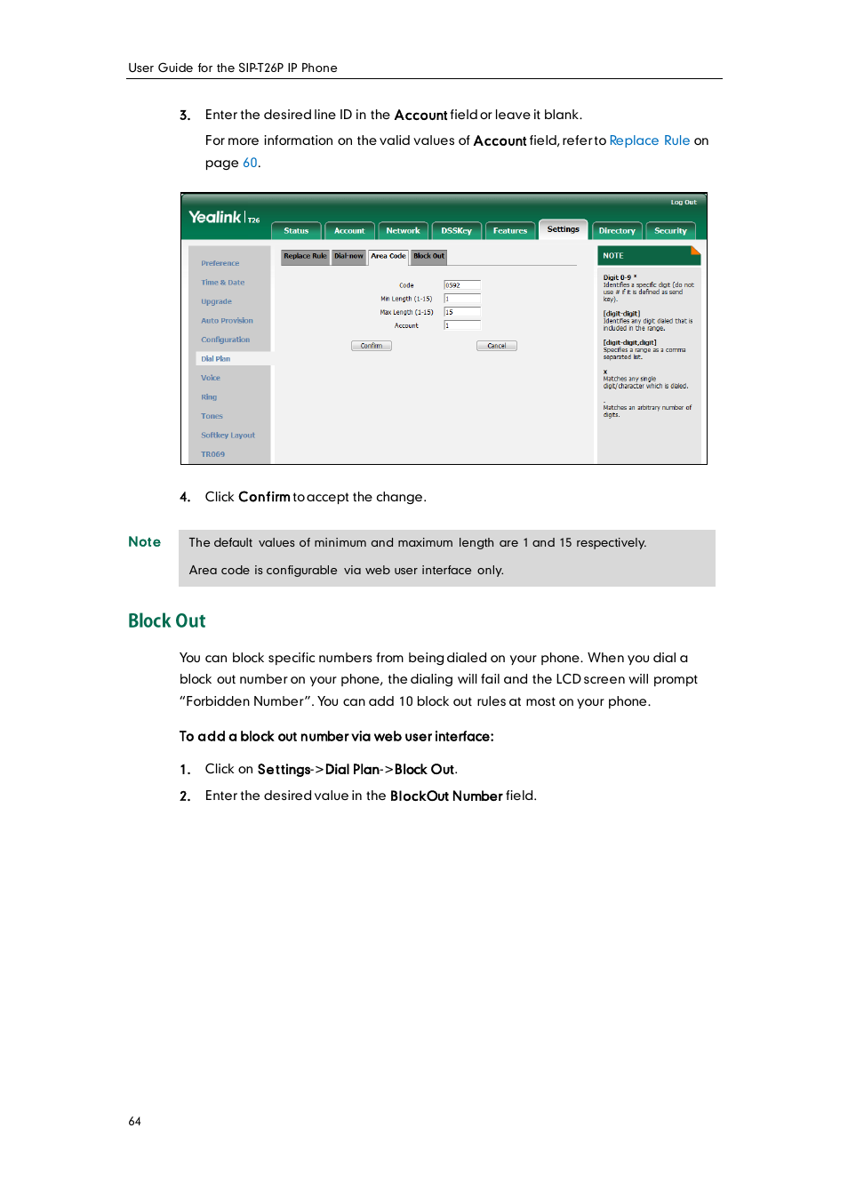 Block out | Yealink SIP-T26P User Manual | Page 76 / 150