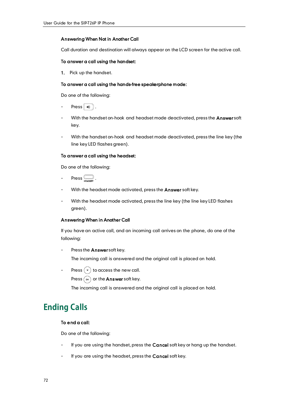 Ending calls | Yealink SIP-T26P User Manual | Page 84 / 150