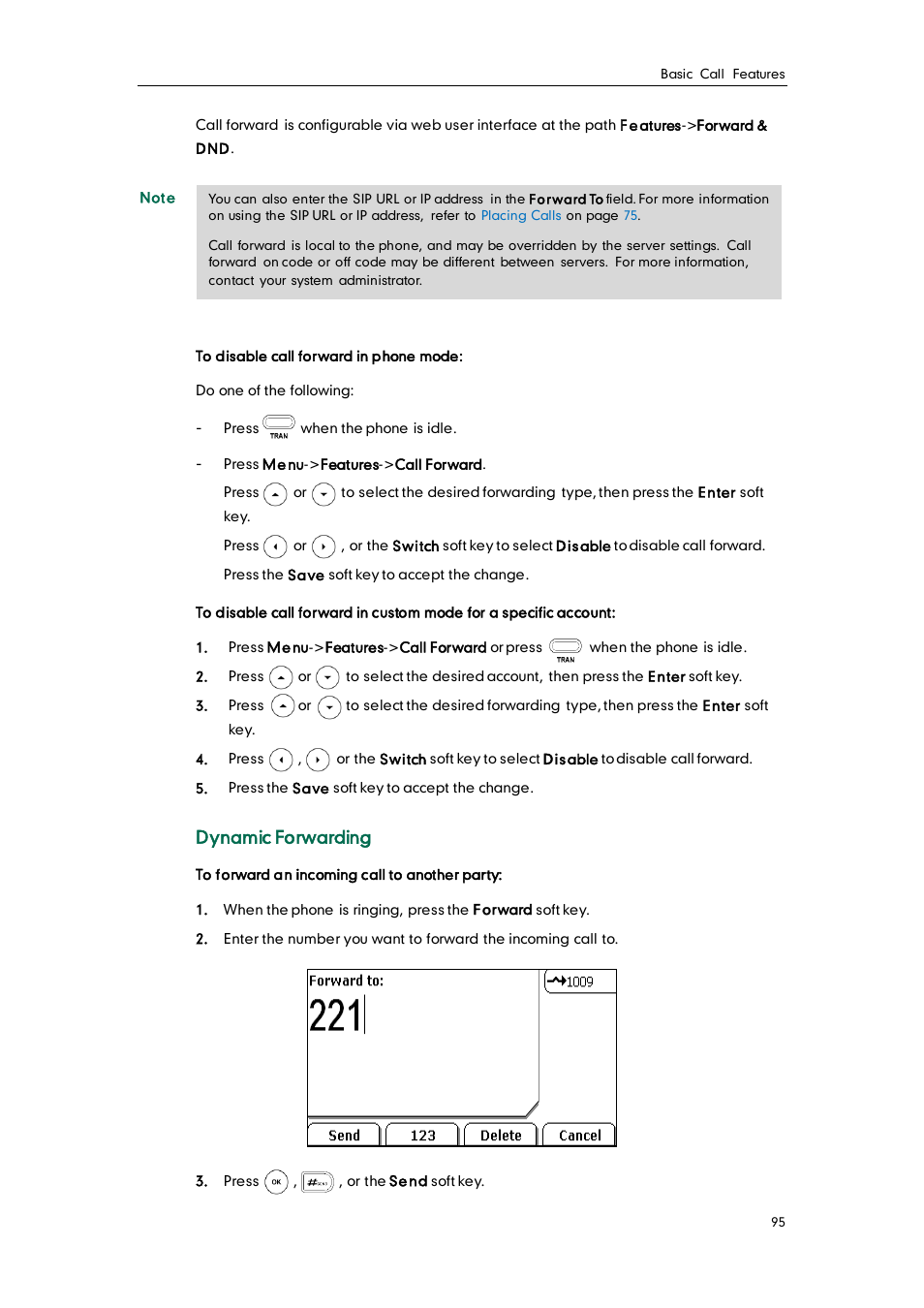 Dynamic forwarding | Yealink SIP-T28P User Manual | Page 107 / 158