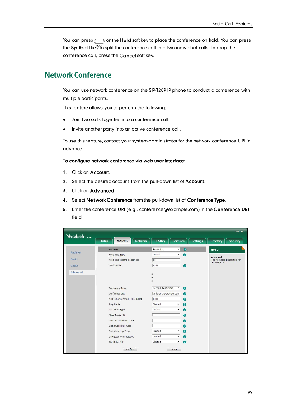 Network conference | Yealink SIP-T28P User Manual | Page 111 / 158