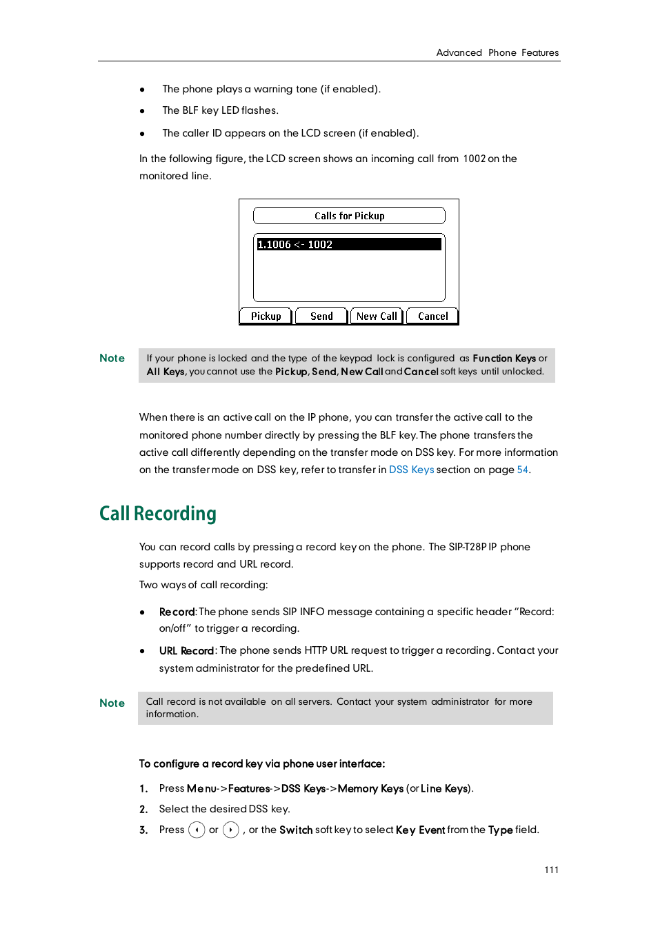 Call recording | Yealink SIP-T28P User Manual | Page 123 / 158