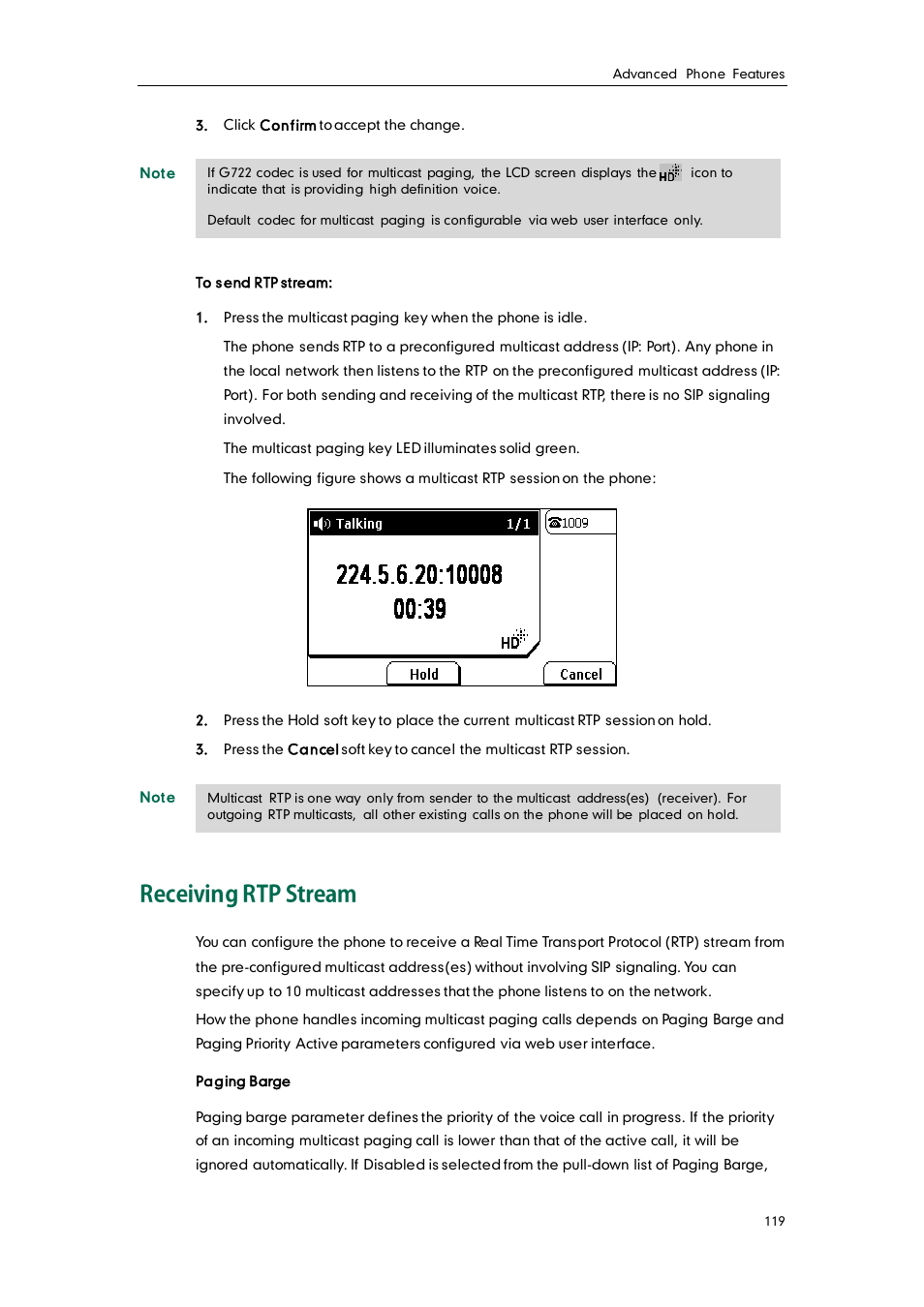 Receiving rtp stream | Yealink SIP-T28P User Manual | Page 131 / 158