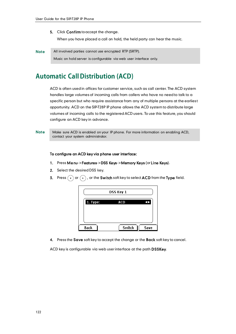 Automatic call distribution (acd) | Yealink SIP-T28P User Manual | Page 134 / 158
