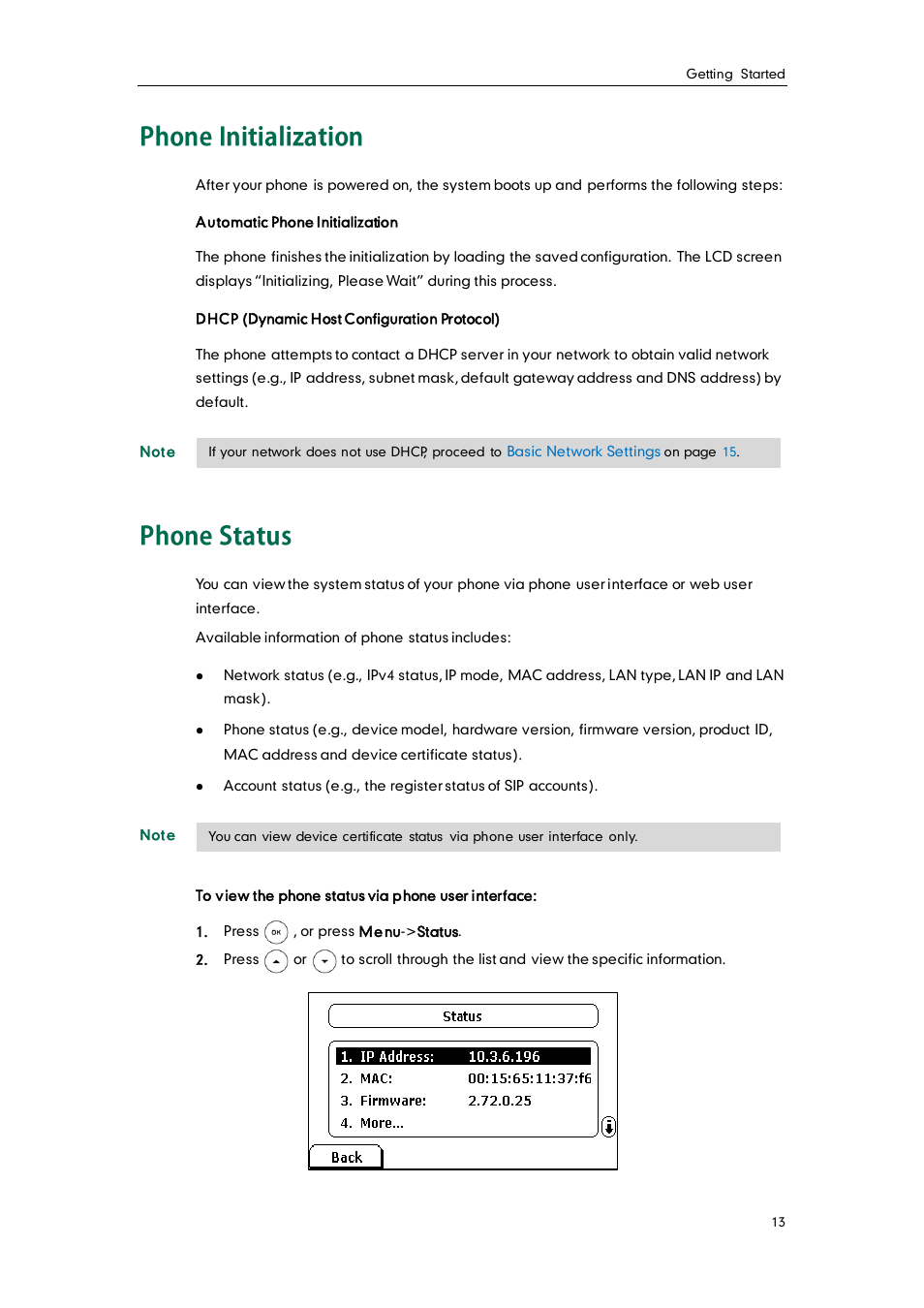 Phone initialization, Phone status | Yealink SIP-T28P User Manual | Page 25 / 158