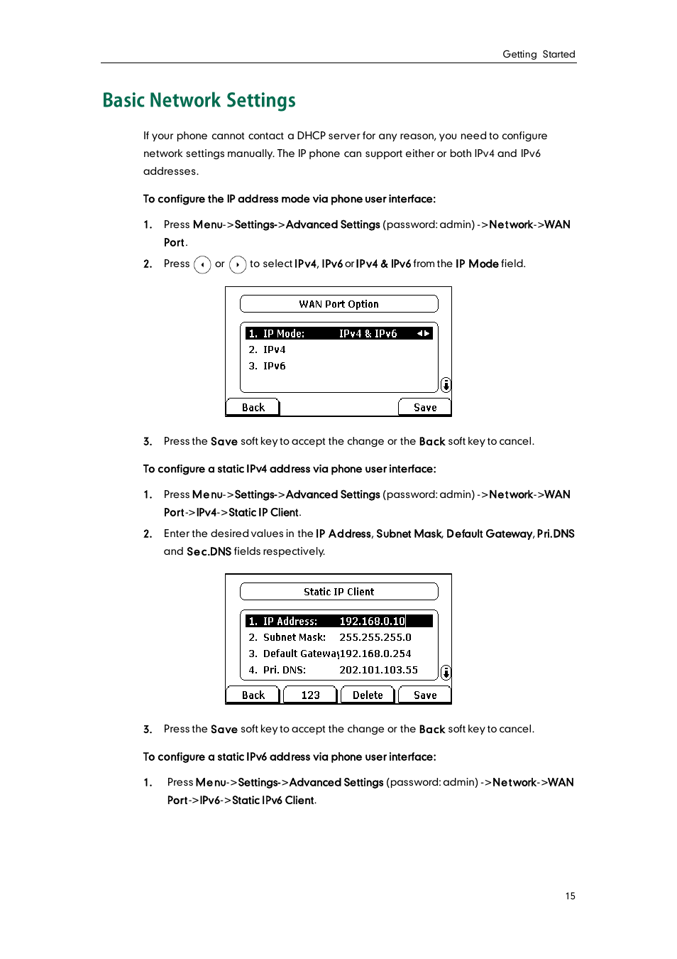 Basic network settings | Yealink SIP-T28P User Manual | Page 27 / 158