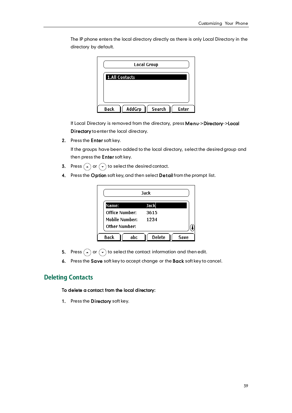 Deleting contacts | Yealink SIP-T28P User Manual | Page 51 / 158