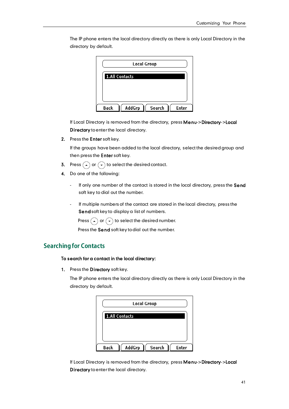 Searching for contacts | Yealink SIP-T28P User Manual | Page 53 / 158