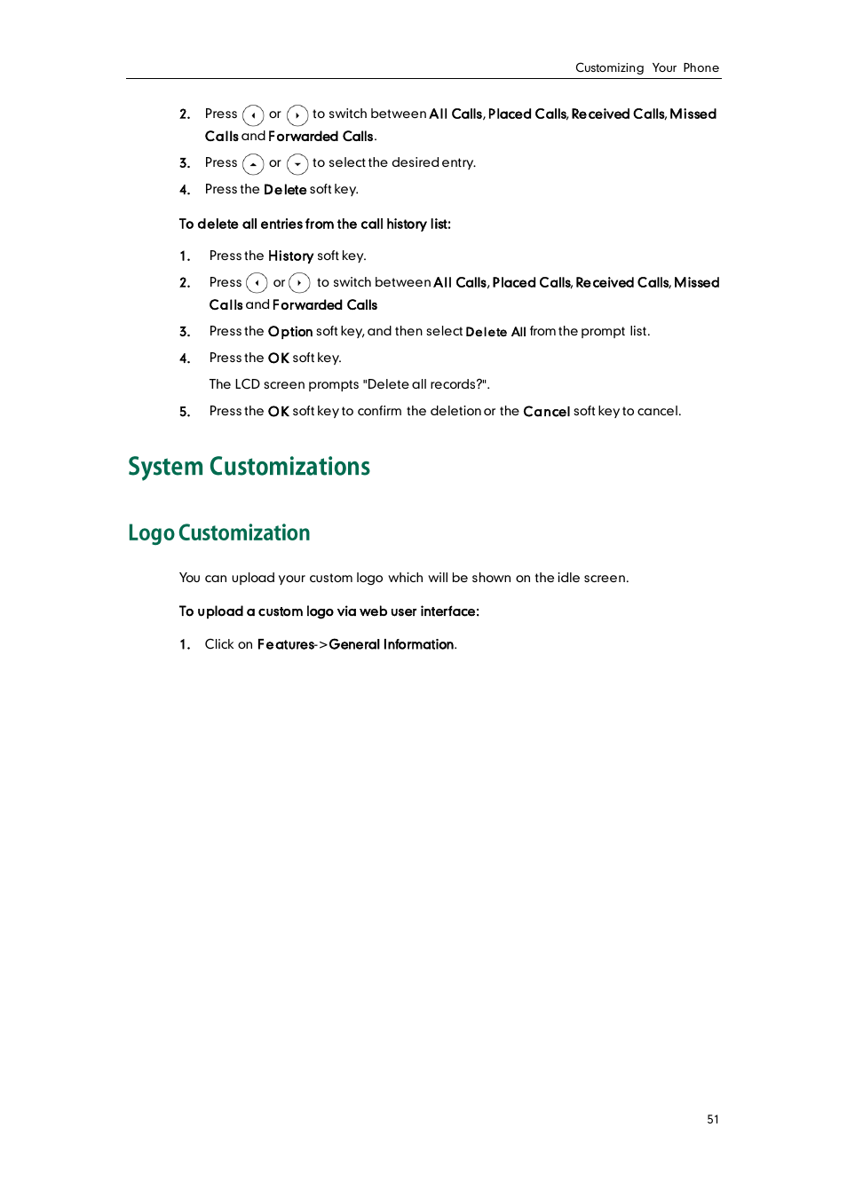 System customizations, Logo customization | Yealink SIP-T28P User Manual | Page 63 / 158