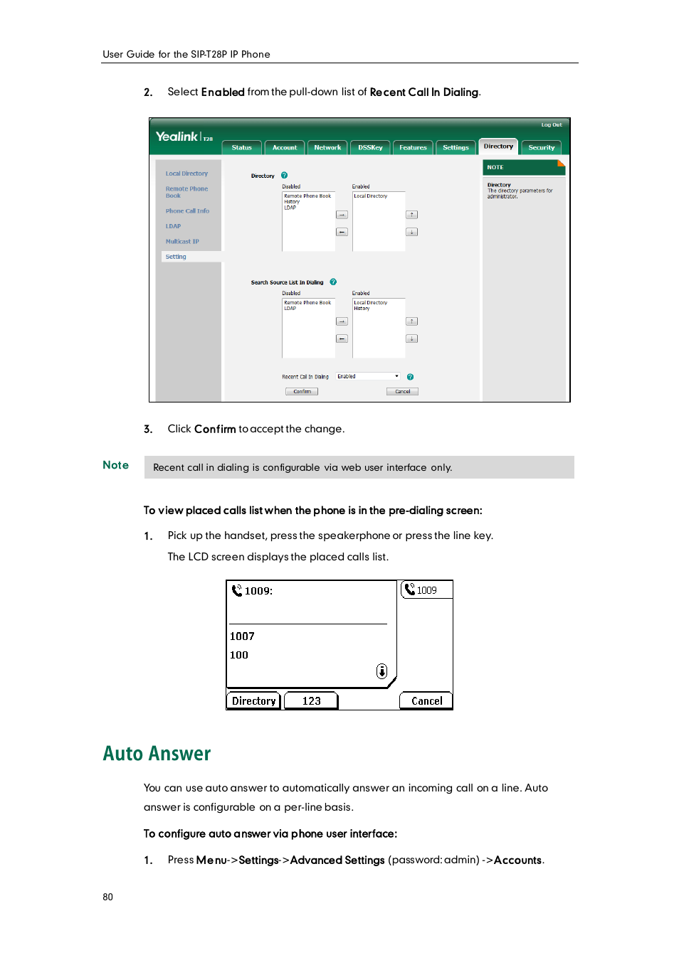 Auto answer | Yealink SIP-T28P User Manual | Page 92 / 158