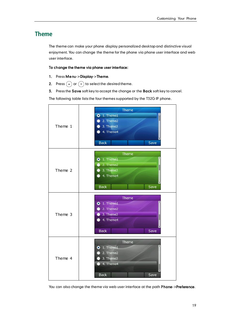 Theme | Yealink SIP-T32G User Manual | Page 29 / 118