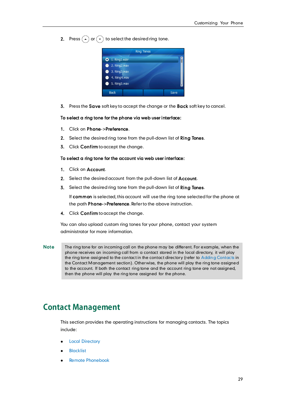 Contact management | Yealink SIP-T32G User Manual | Page 39 / 118