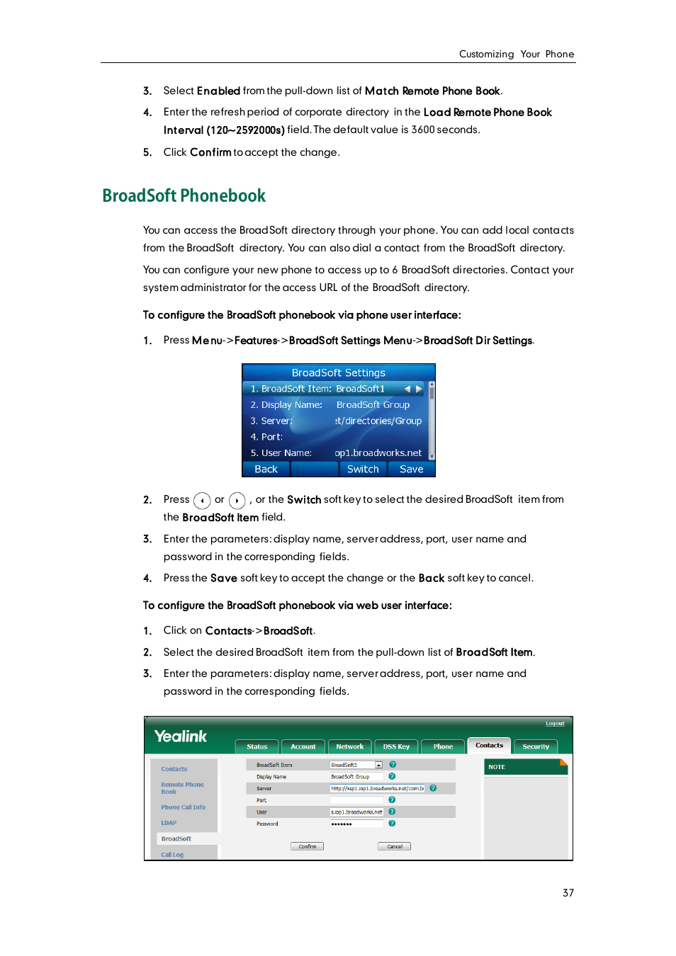 Broadsoft phonebook | Yealink SIP-T32G User Manual | Page 47 / 118