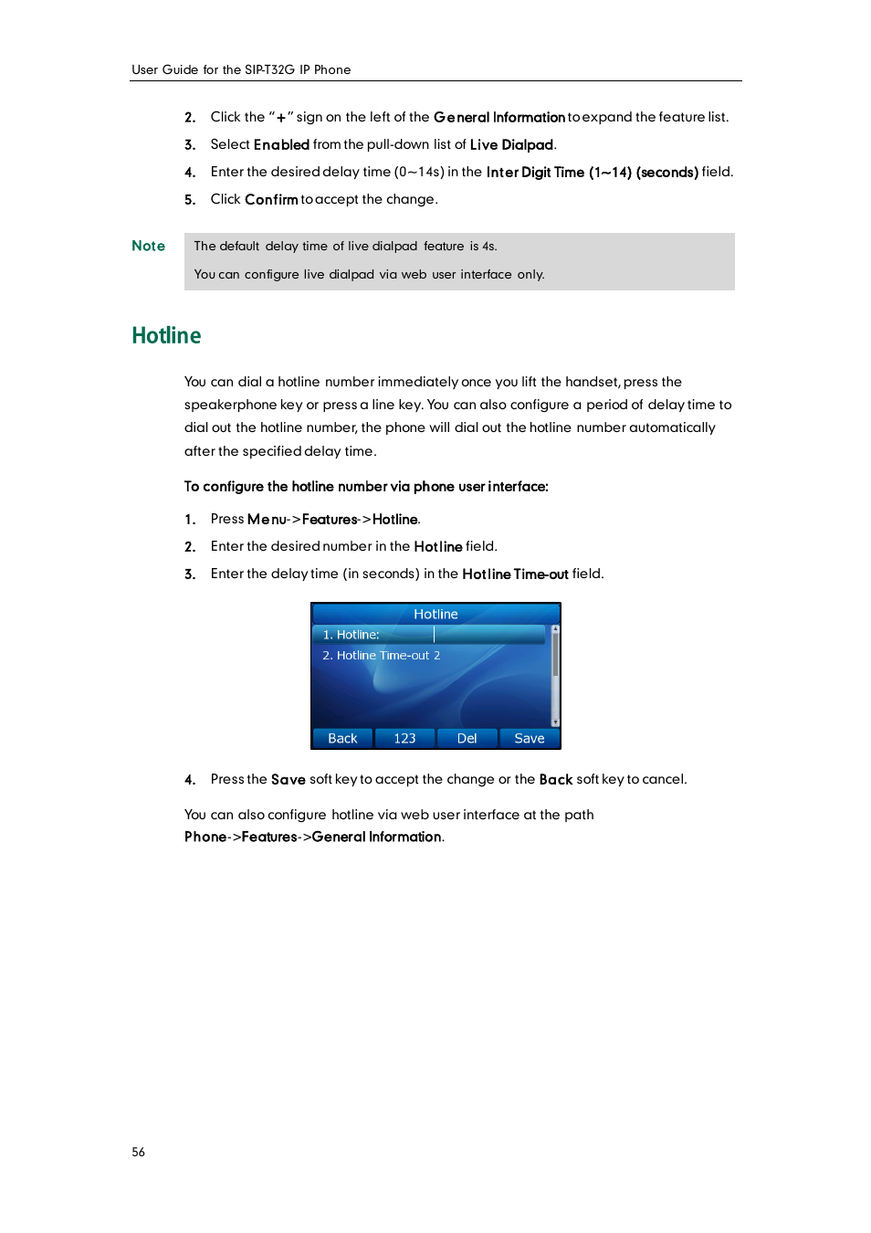 Hotline | Yealink SIP-T32G User Manual | Page 66 / 118