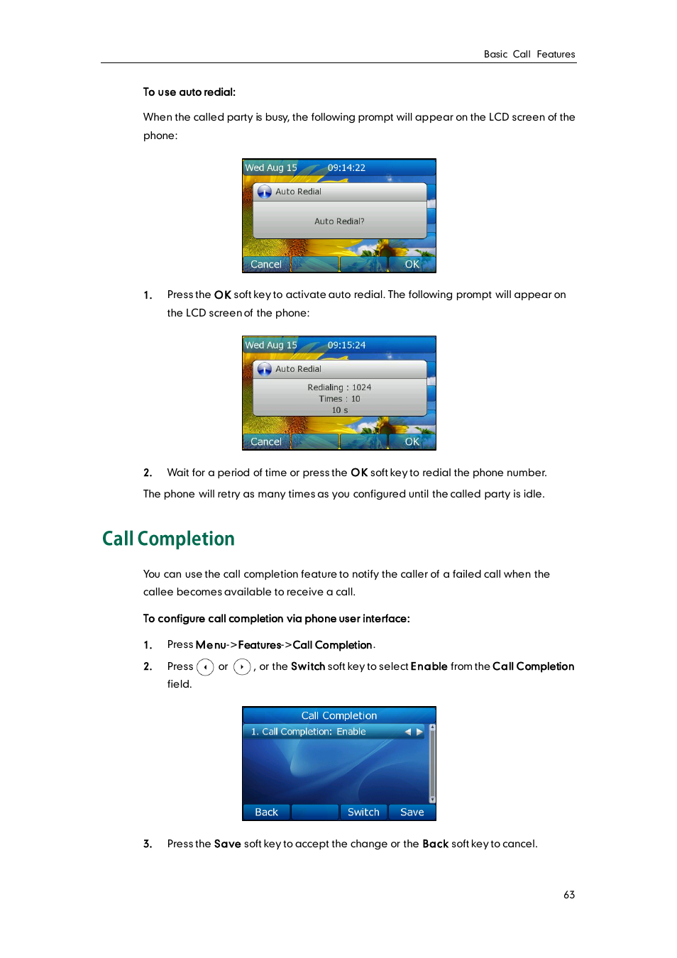 Call completion | Yealink SIP-T32G User Manual | Page 73 / 118