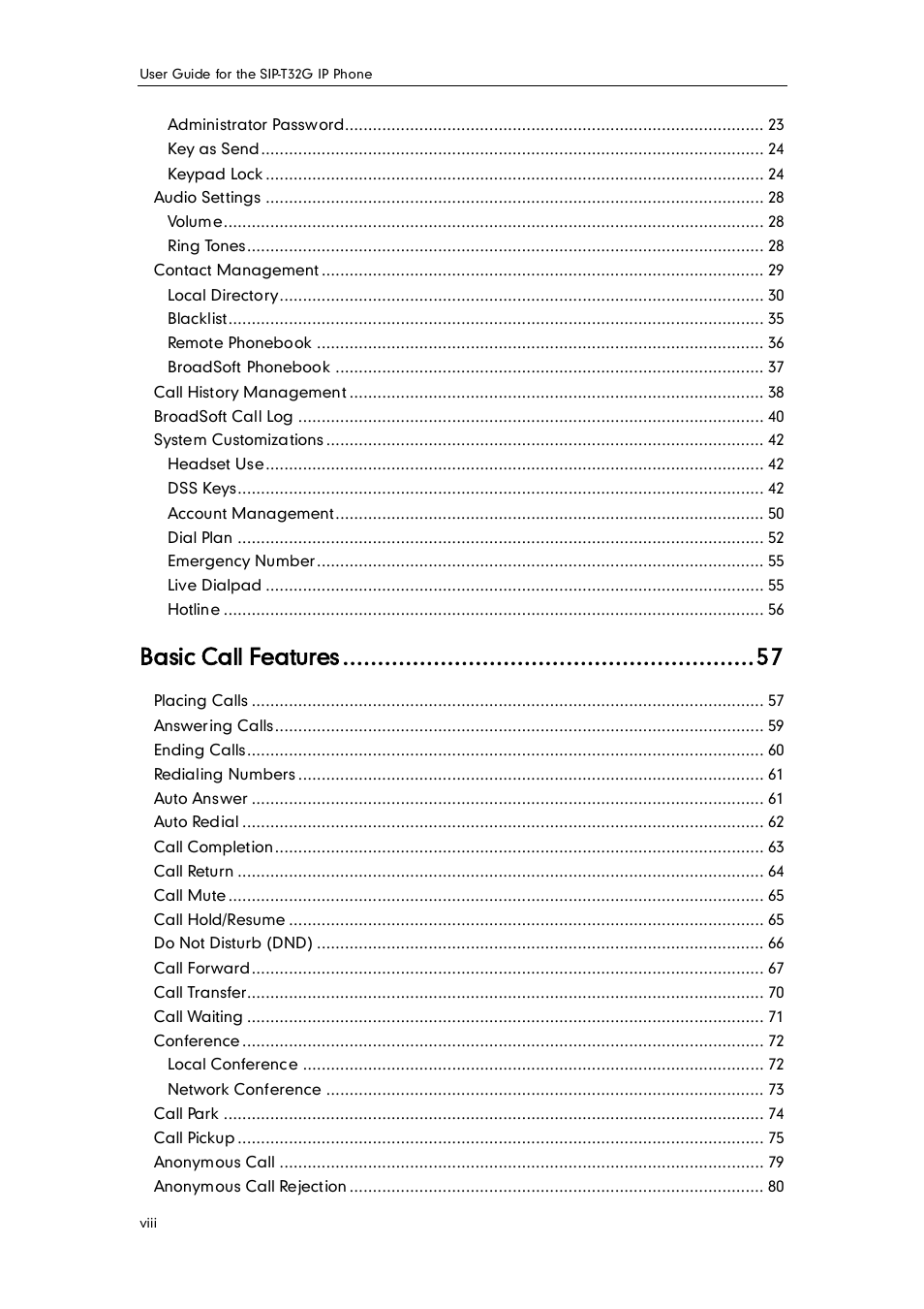 Basic call features | Yealink SIP-T32G User Manual | Page 8 / 118