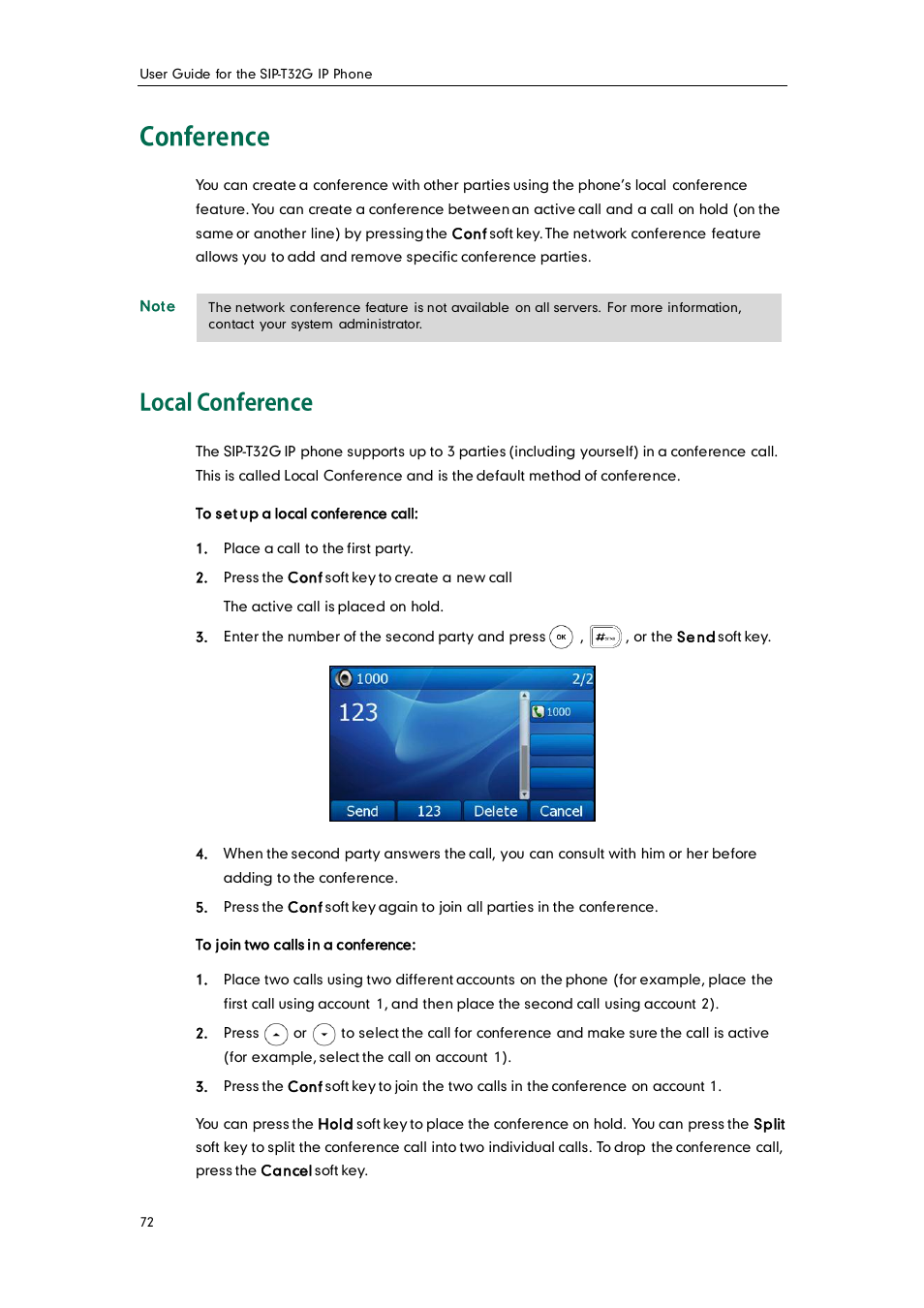 Conference, Local conference | Yealink SIP-T32G User Manual | Page 82 / 118