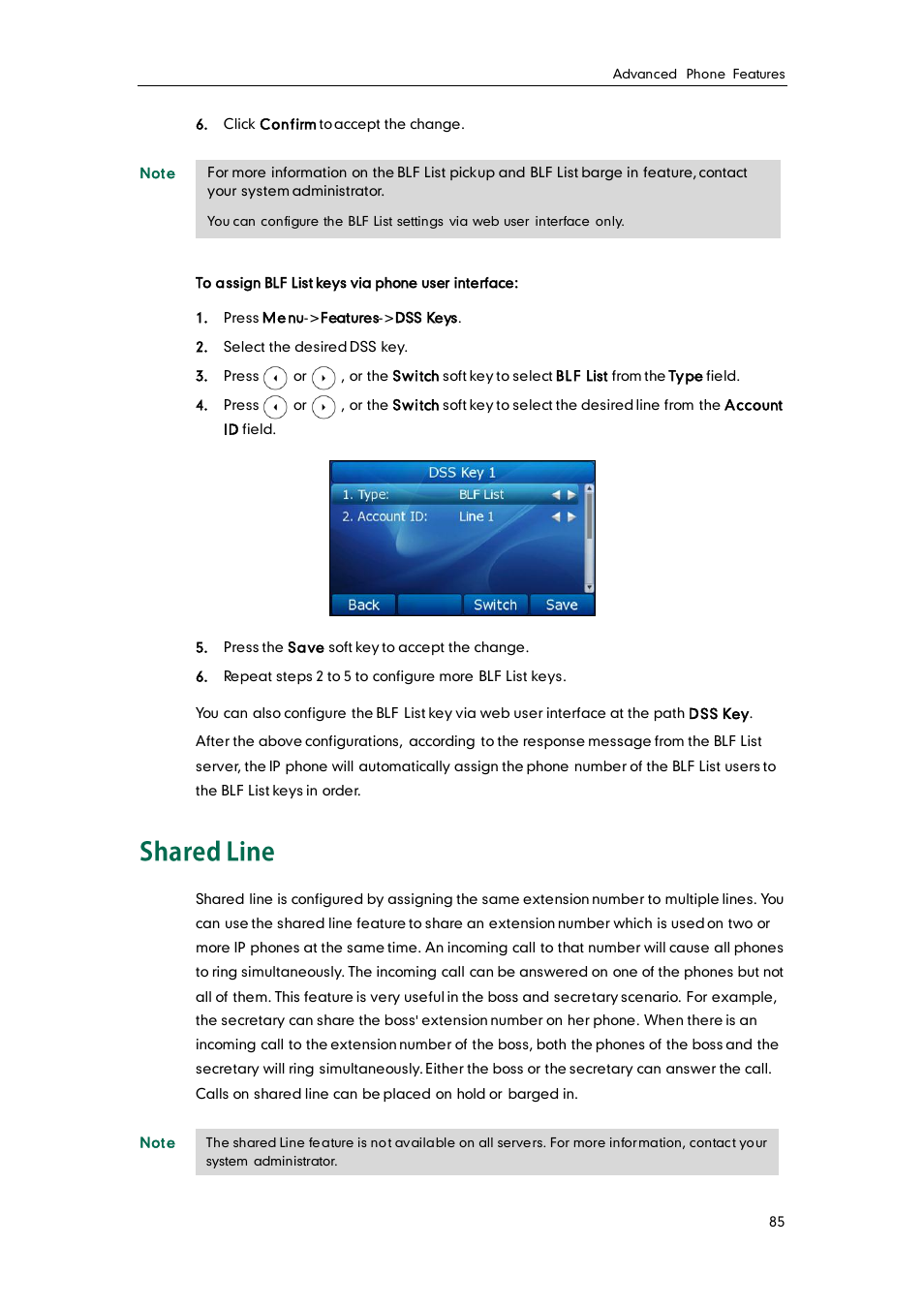 Shared line | Yealink SIP-T32G User Manual | Page 95 / 118