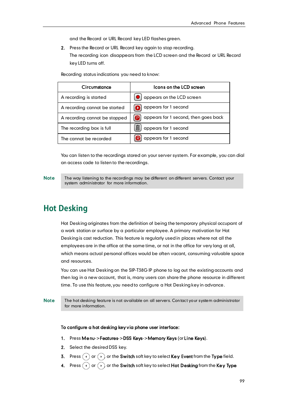 Hot desking | Yealink SIP-T38G User Manual | Page 109 / 132