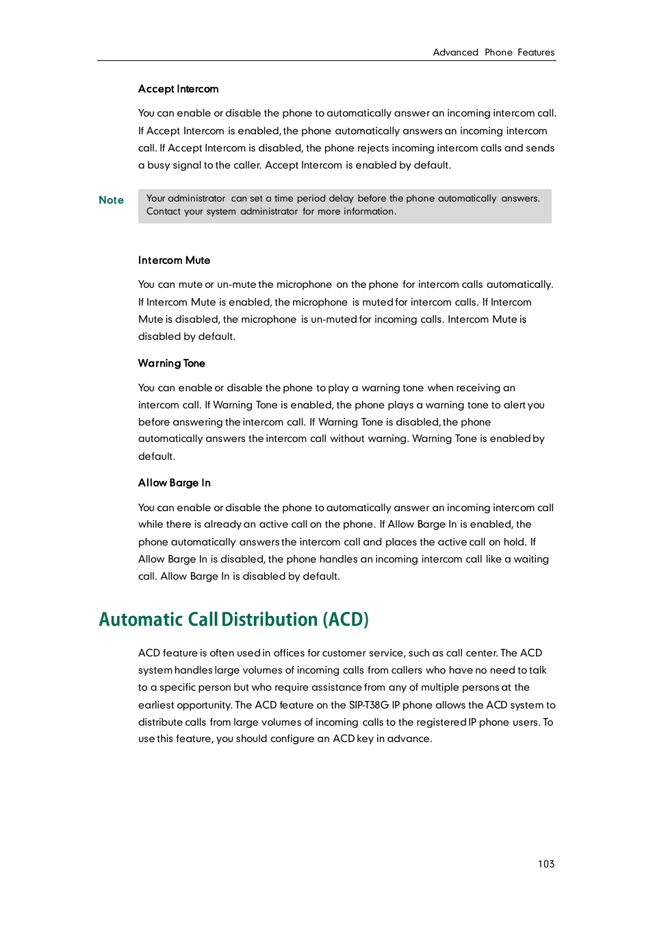 Automatic call distribution (acd) | Yealink SIP-T38G User Manual | Page 113 / 132