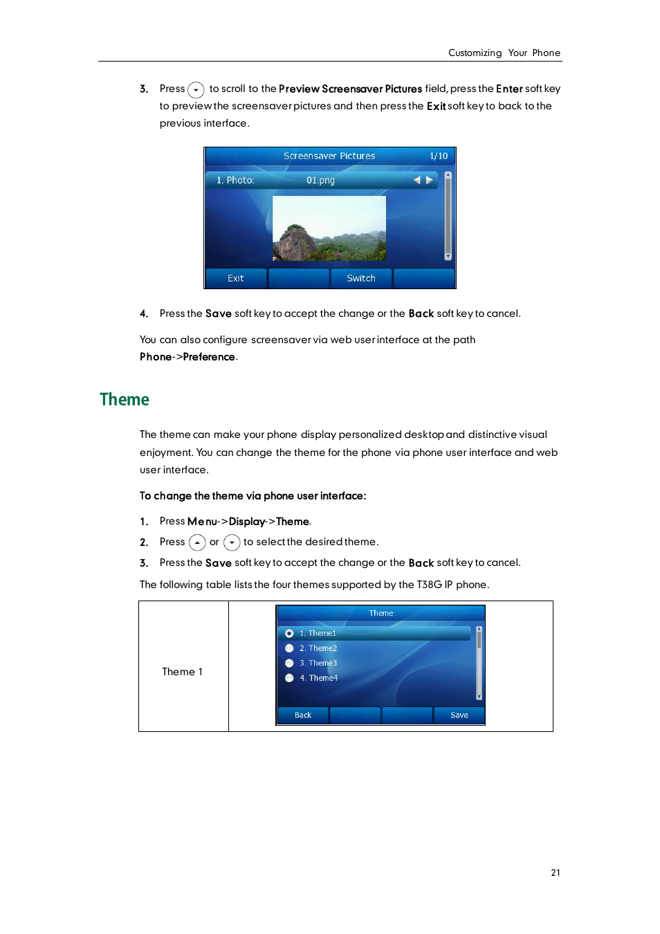 Theme | Yealink SIP-T38G User Manual | Page 31 / 132