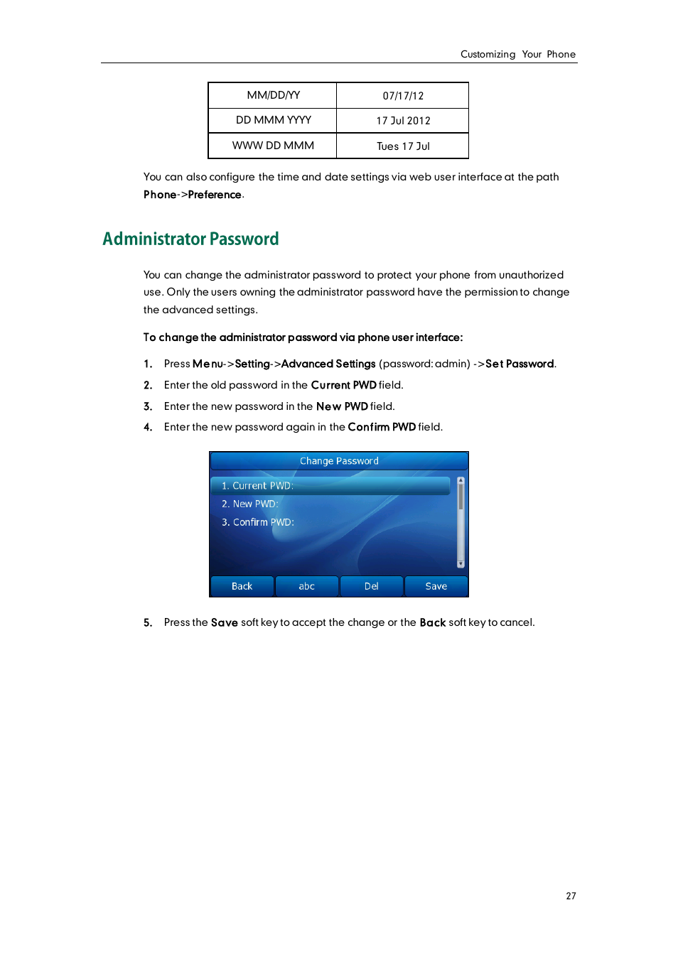 Administrator password | Yealink SIP-T38G User Manual | Page 37 / 132
