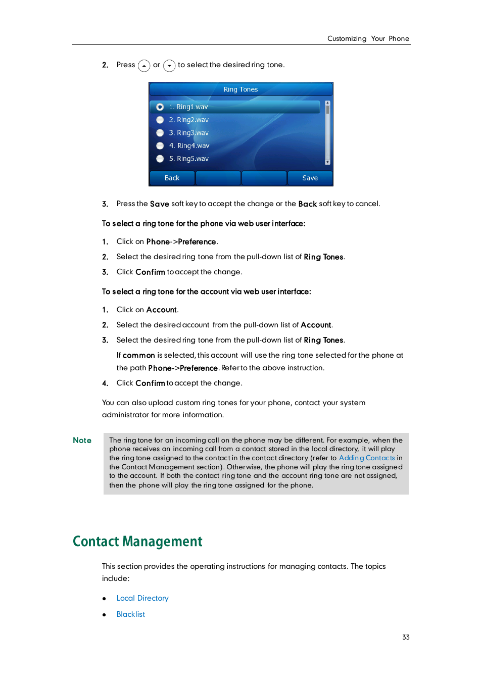 Contact management | Yealink SIP-T38G User Manual | Page 43 / 132