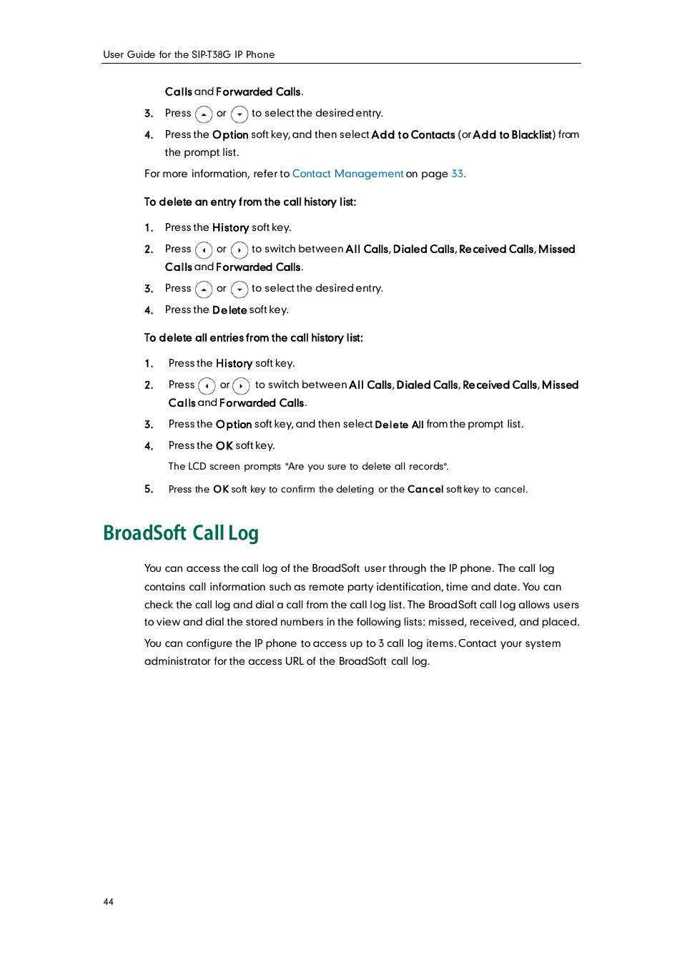 Broadsoft call log | Yealink SIP-T38G User Manual | Page 54 / 132