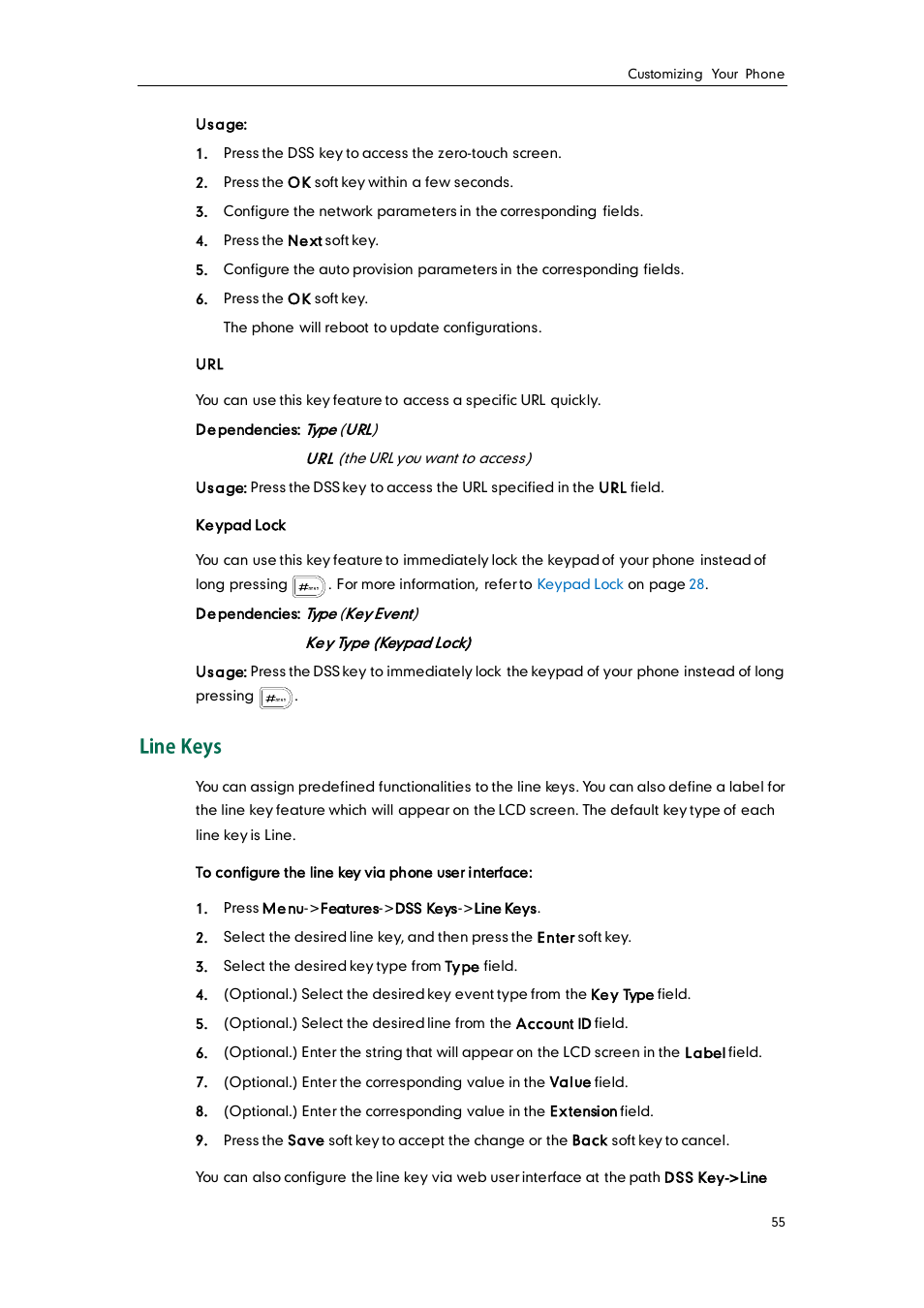 Line keys | Yealink SIP-T38G User Manual | Page 65 / 132