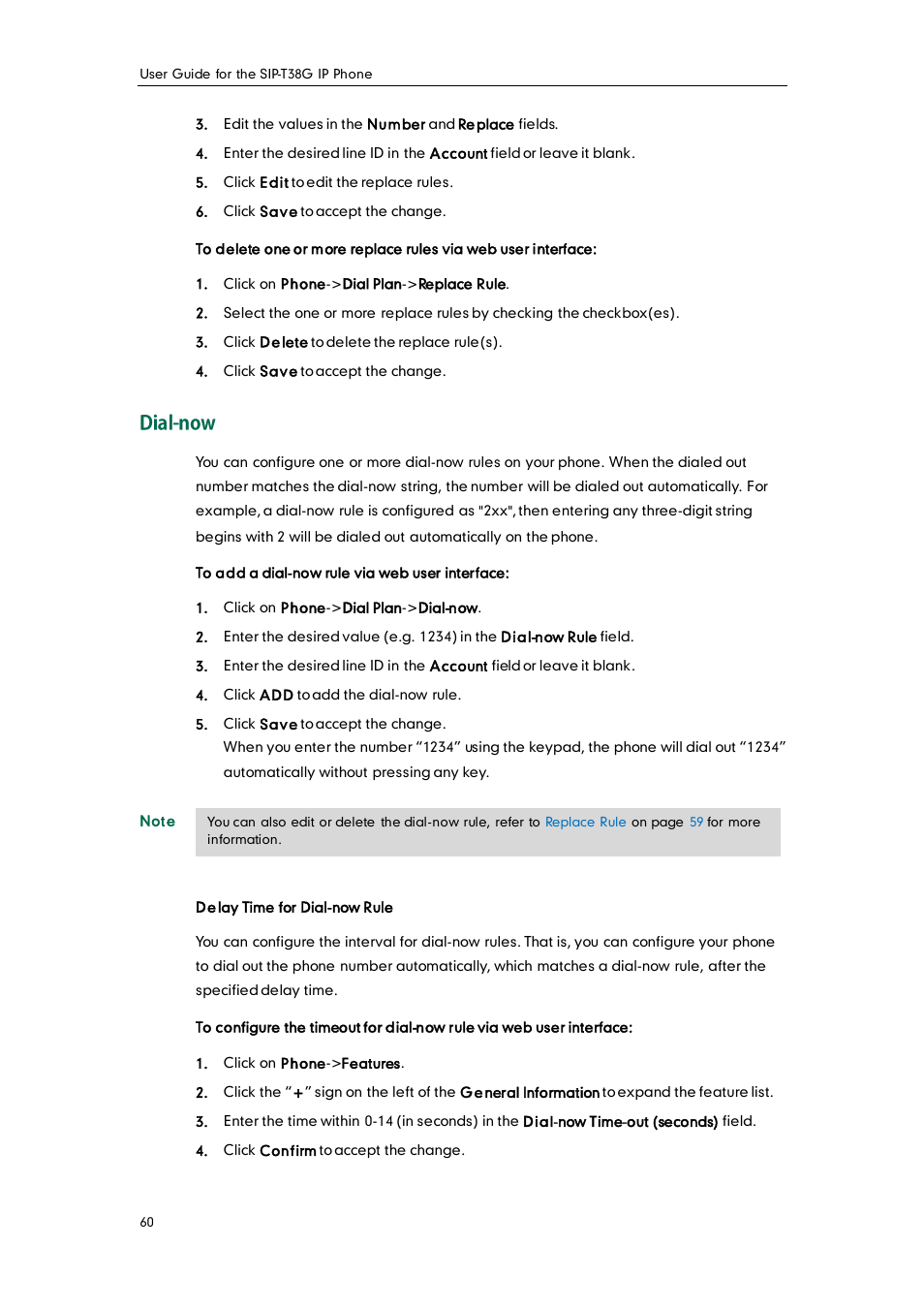 Dial-now | Yealink SIP-T38G User Manual | Page 70 / 132