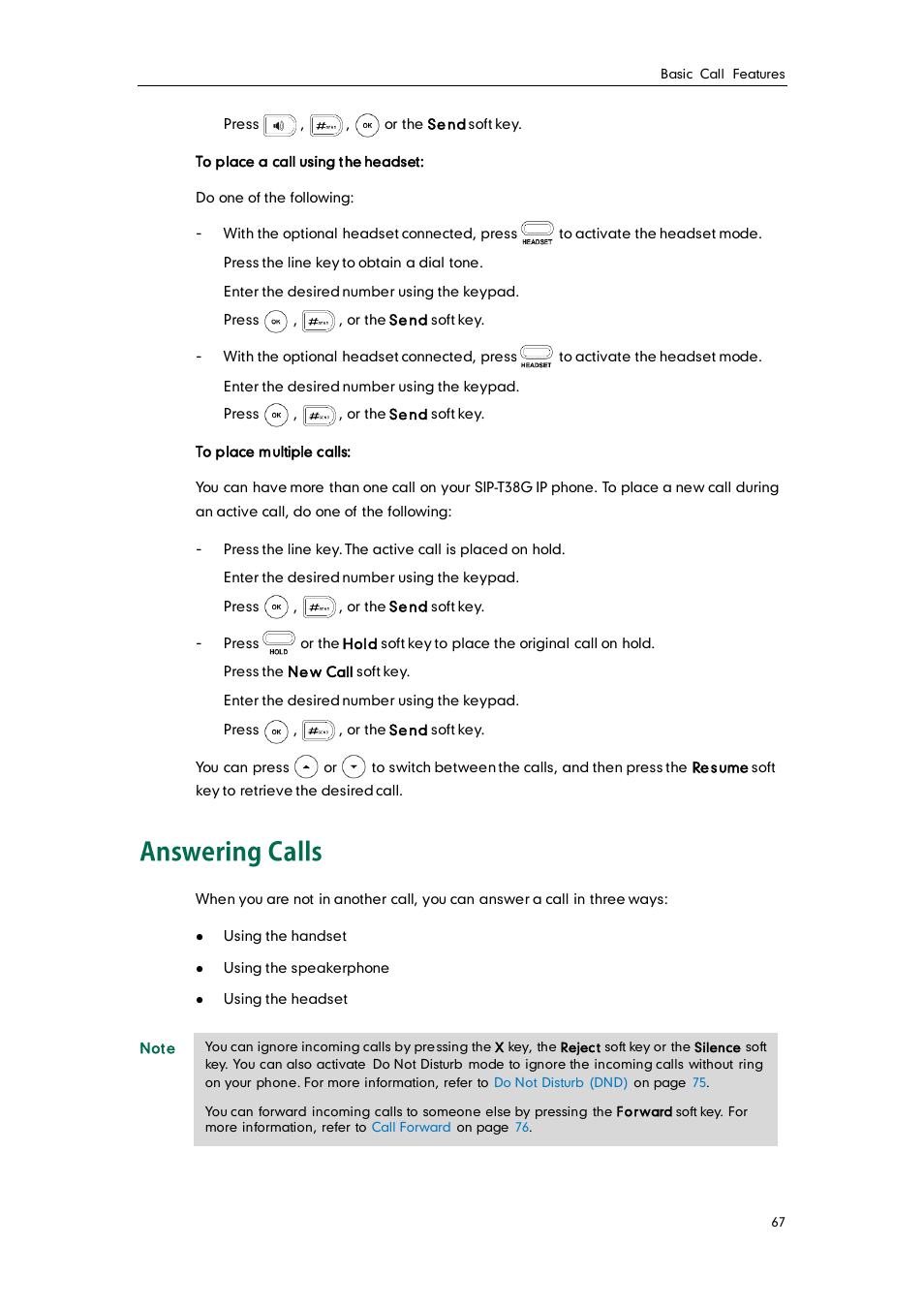 Answering calls | Yealink SIP-T38G User Manual | Page 77 / 132