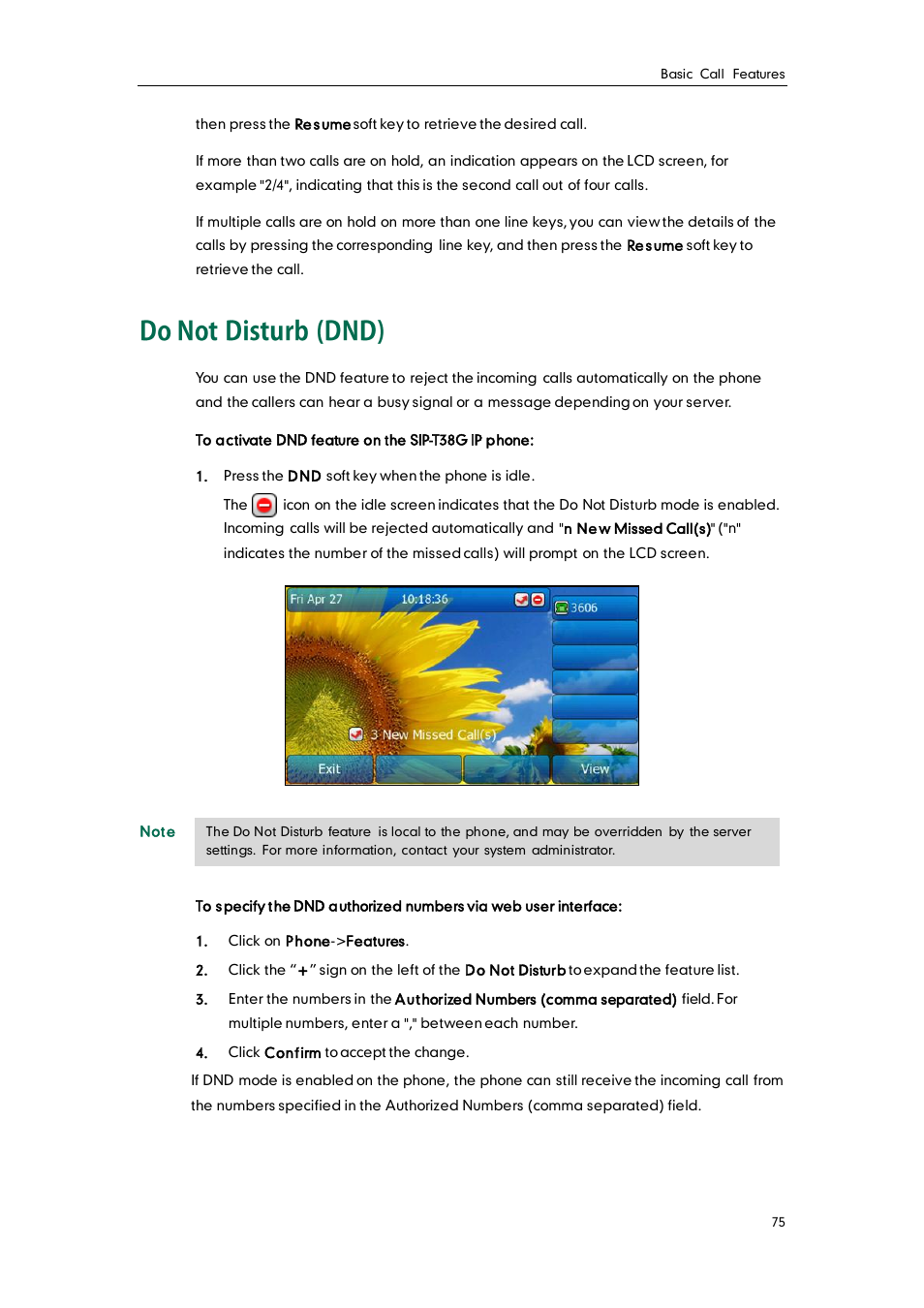 Do not disturb (dnd) | Yealink SIP-T38G User Manual | Page 85 / 132