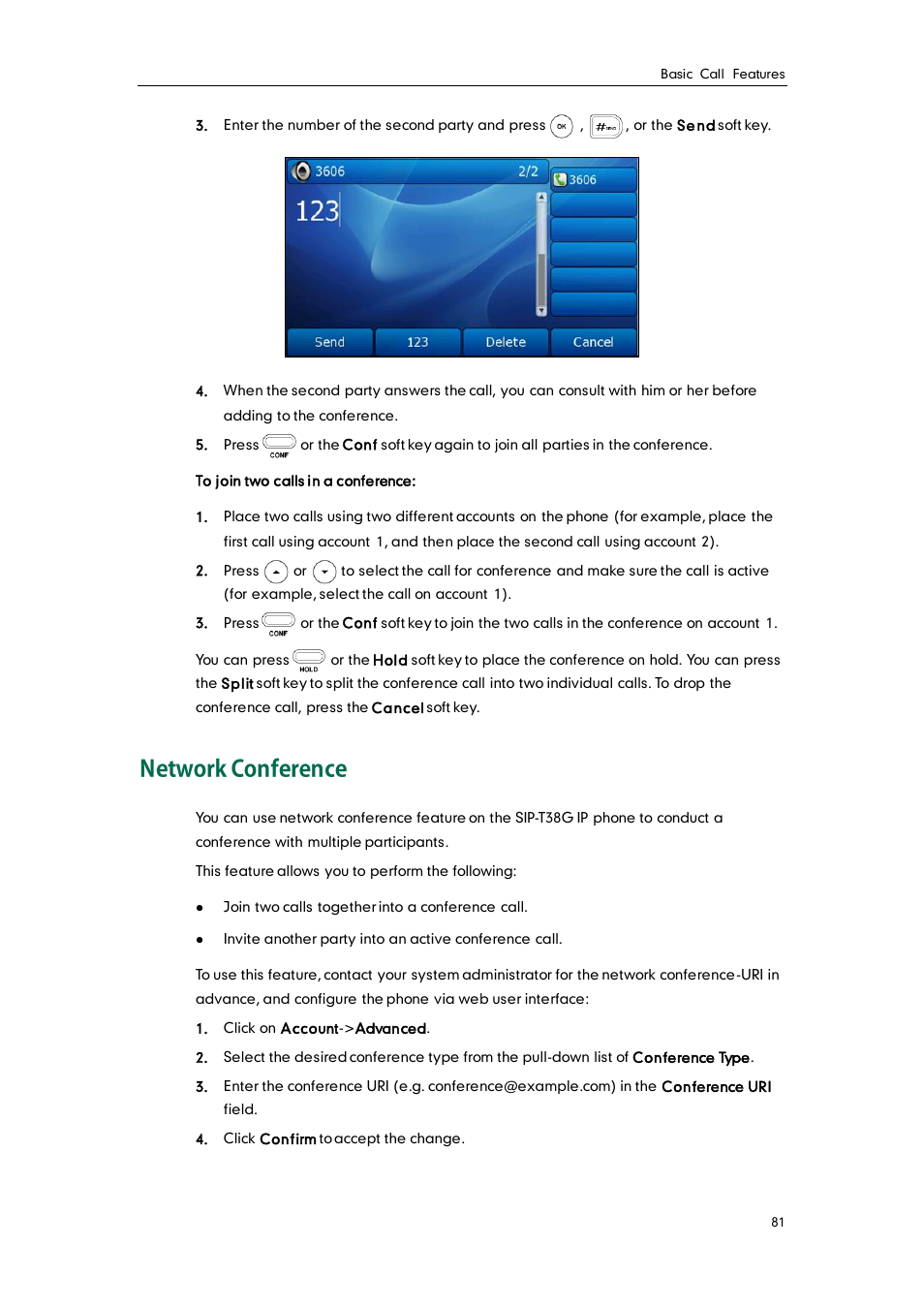 Network conference | Yealink SIP-T38G User Manual | Page 91 / 132