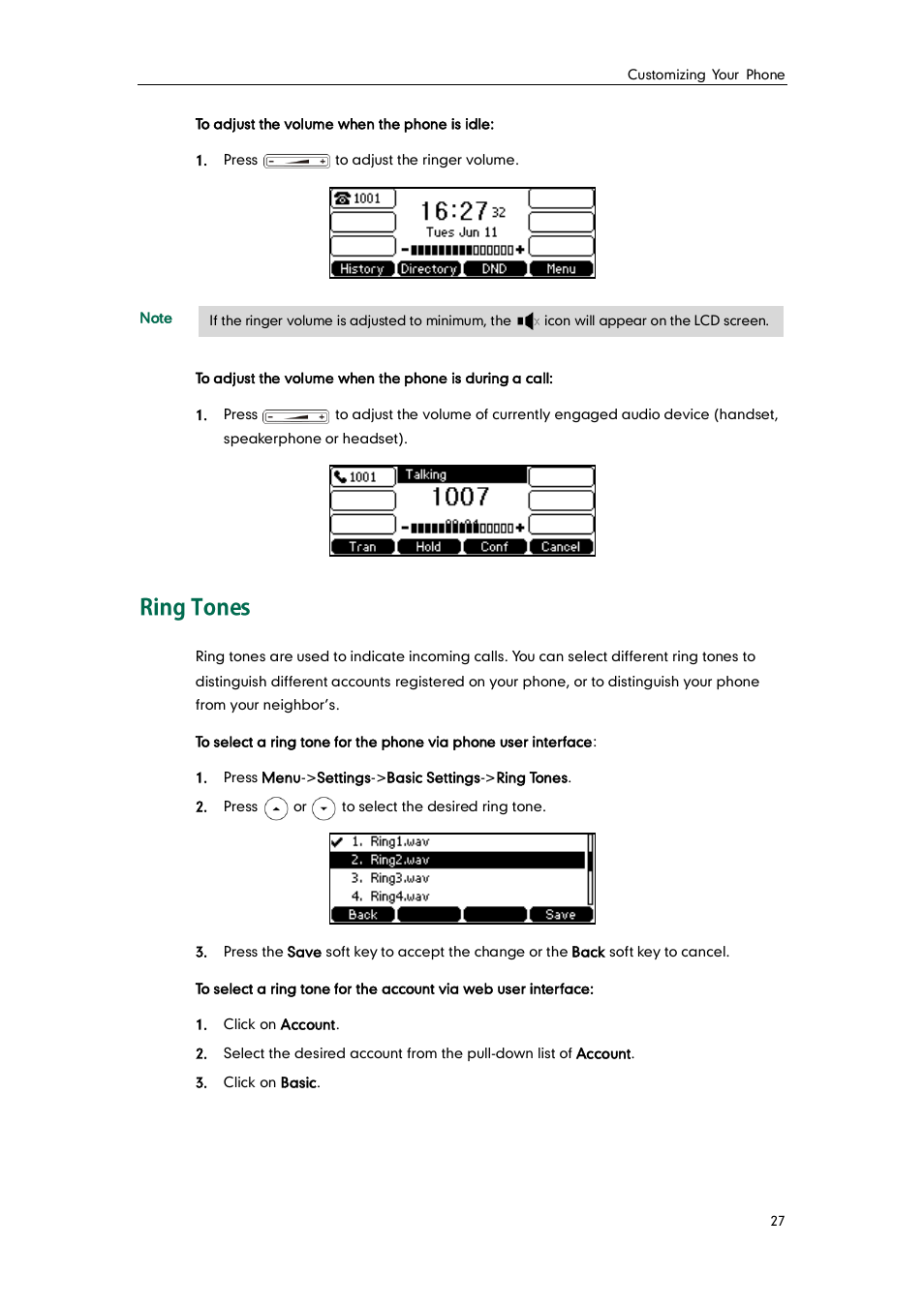 Ring tones | Yealink SIP-T41P User Manual | Page 37 / 142