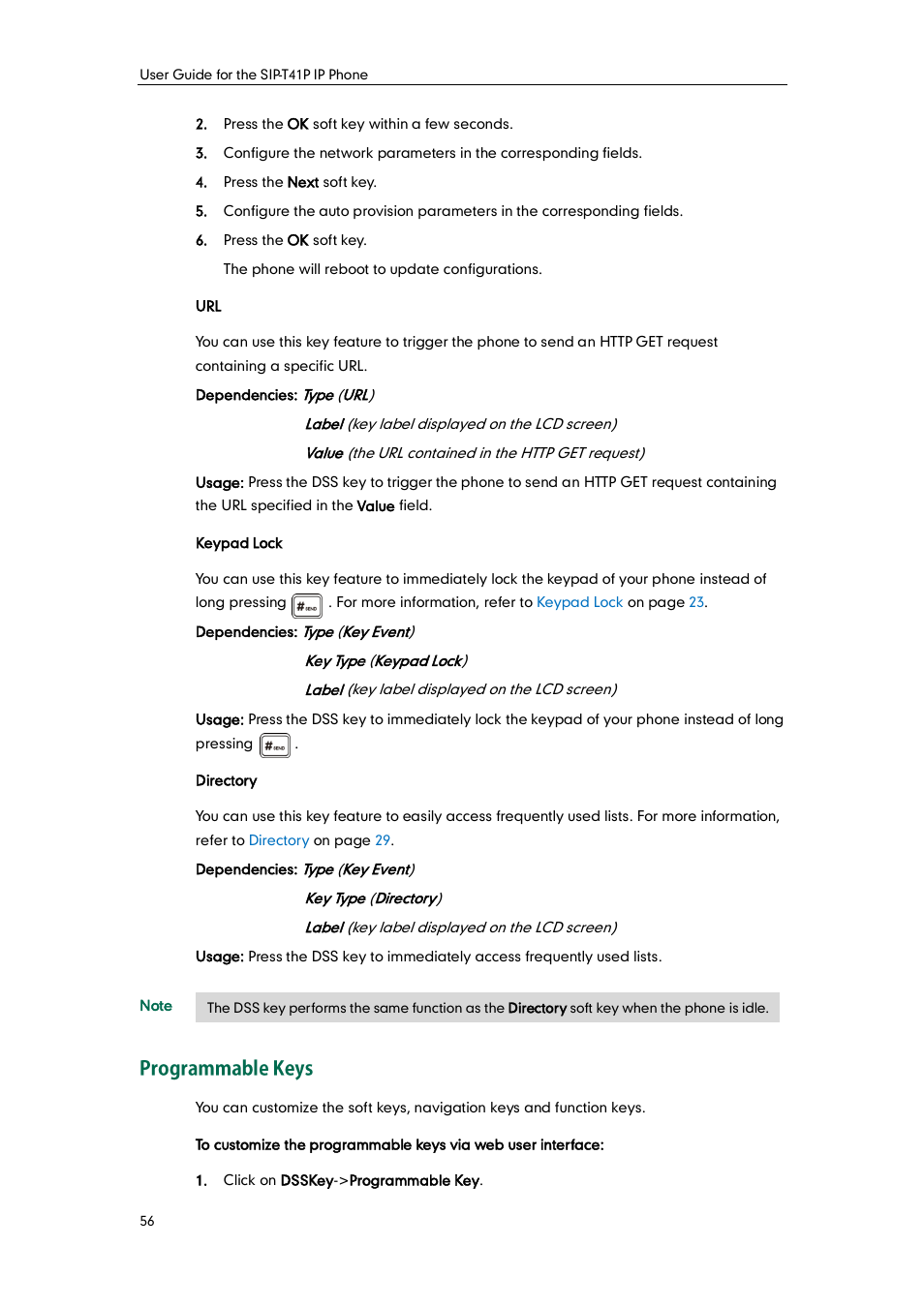 Programmable keys | Yealink SIP-T41P User Manual | Page 66 / 142