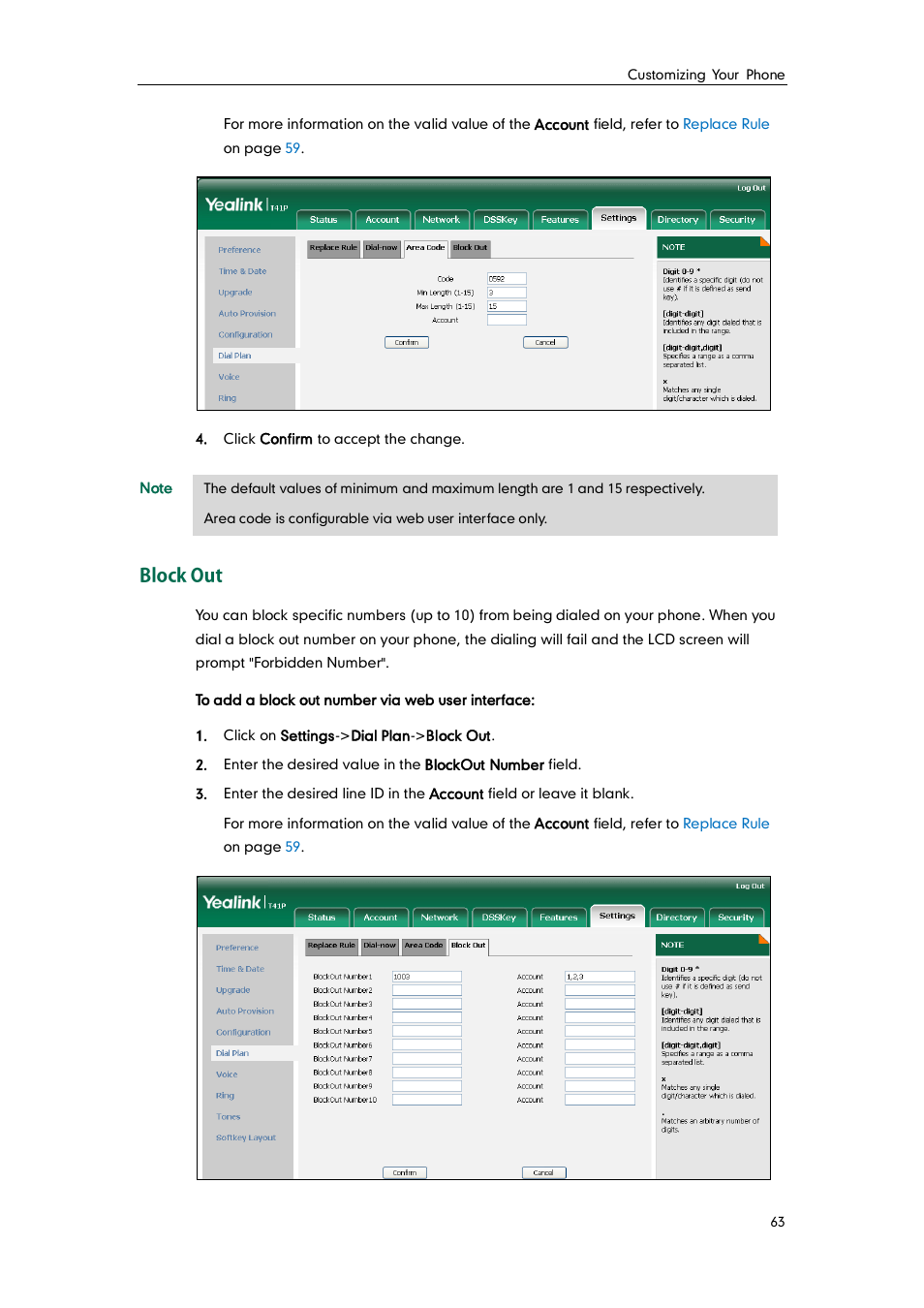 Block out | Yealink SIP-T41P User Manual | Page 73 / 142