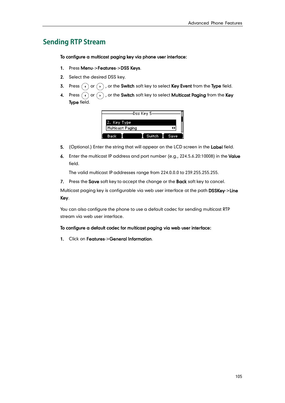 Sending rtp stream | Yealink SIP-T42G User Manual | Page 115 / 142