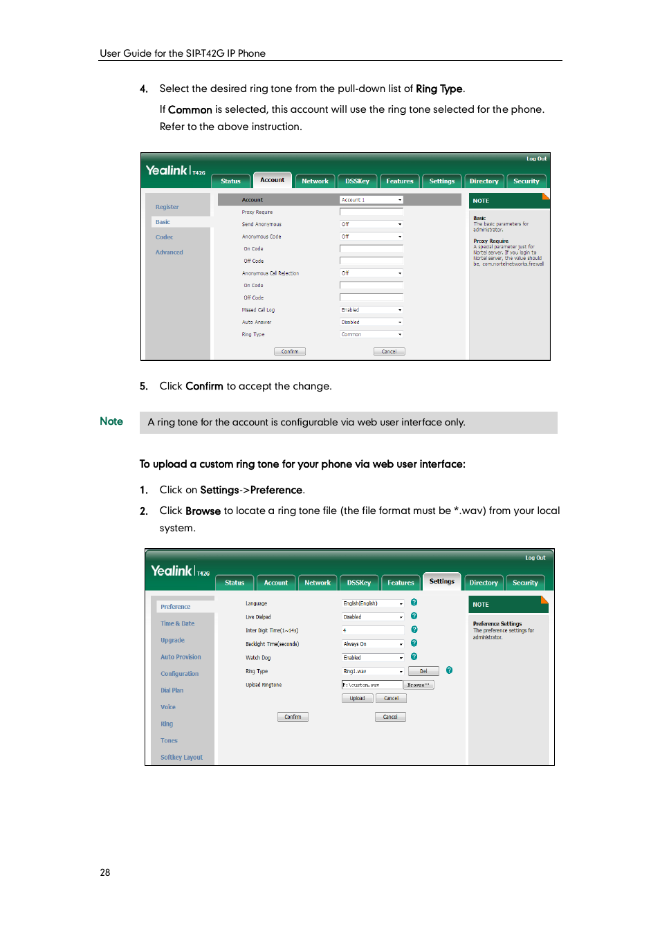 Yealink SIP-T42G User Manual | Page 38 / 142