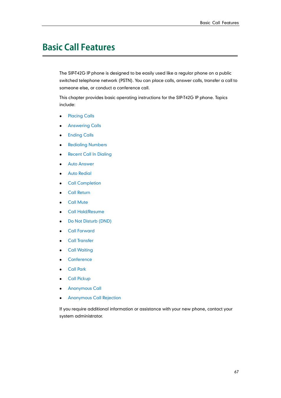 Basic call features | Yealink SIP-T42G User Manual | Page 77 / 142