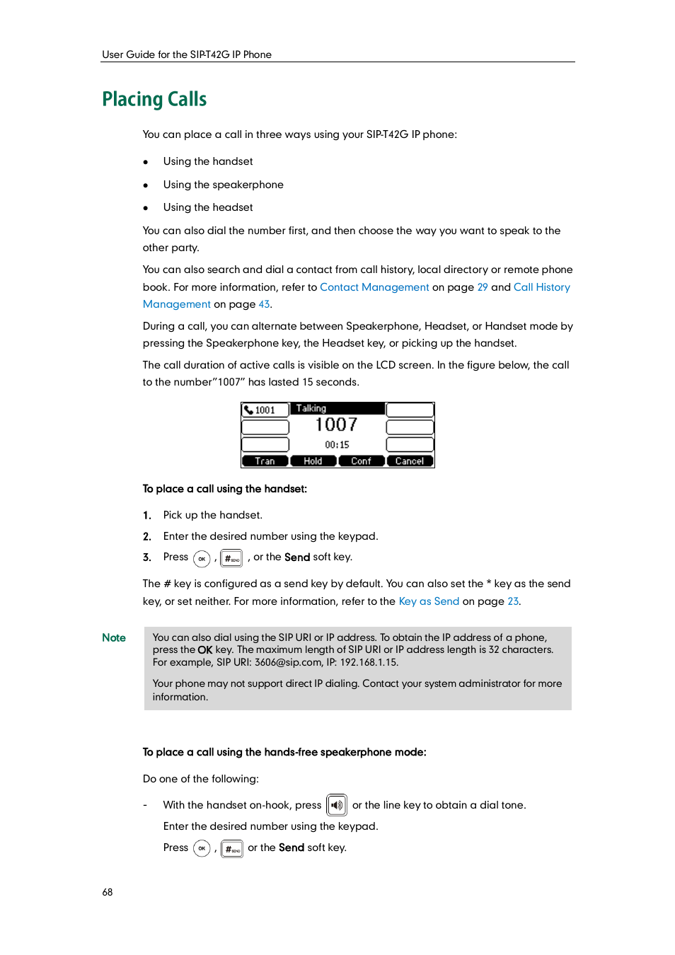Placing calls | Yealink SIP-T42G User Manual | Page 78 / 142