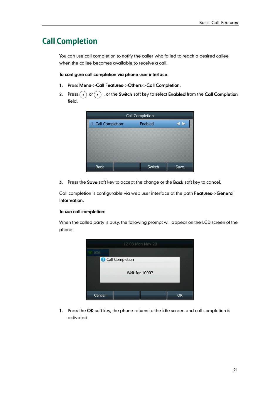 Call completion | Yealink SIP-T46G User Manual | Page 101 / 168