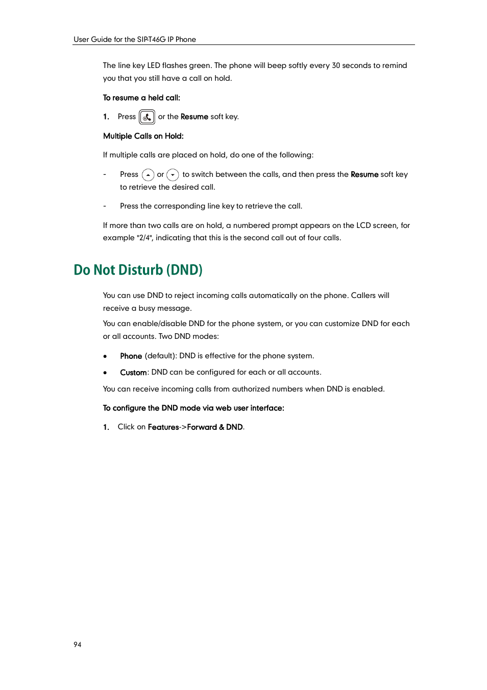 Do not disturb (dnd), Do not, Disturb (dnd) | Yealink SIP-T46G User Manual | Page 104 / 168