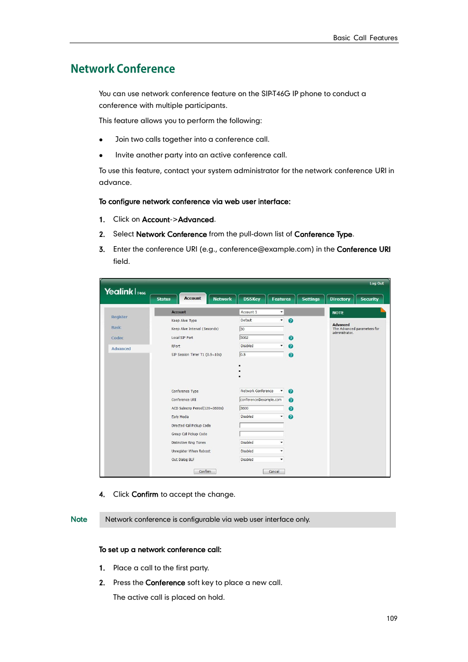 Network conference | Yealink SIP-T46G User Manual | Page 119 / 168