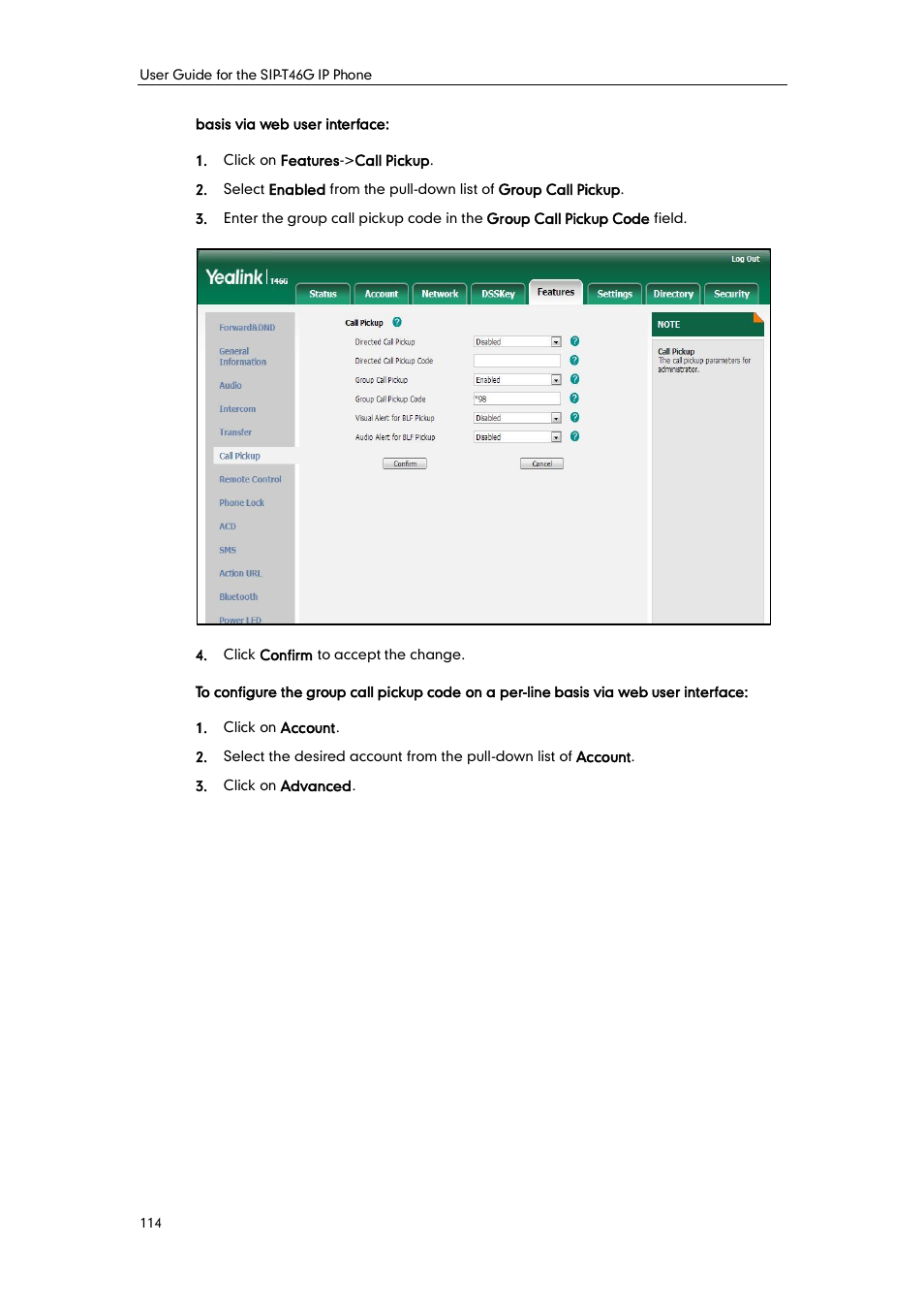 Yealink SIP-T46G User Manual | Page 124 / 168