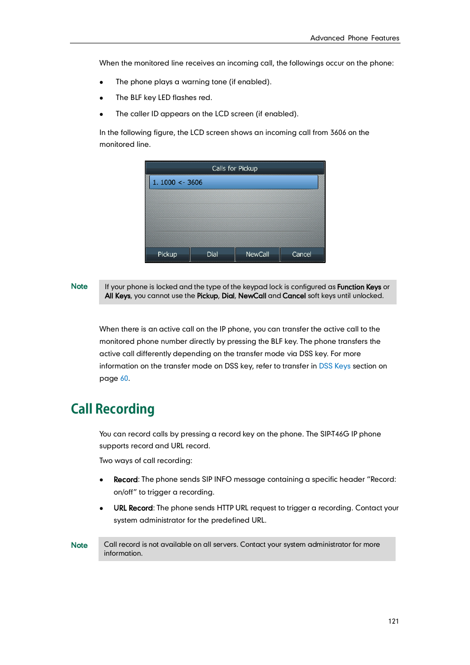 Call recording | Yealink SIP-T46G User Manual | Page 131 / 168