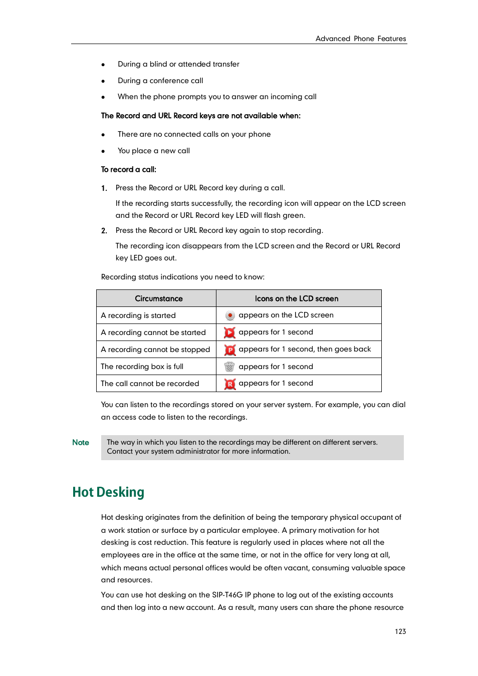 Hot desking | Yealink SIP-T46G User Manual | Page 133 / 168